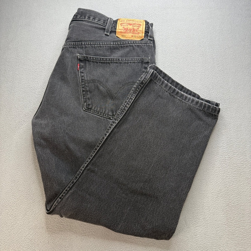 VTG Levis 505 Regular Fit Jeans Mens 40x29 (FIT 38x27) Black Denim Straight Leg